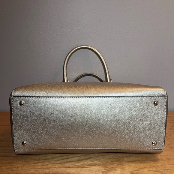 Michael Kors Gold Leather Cindy Dome Satchel - Picture 5 of 13